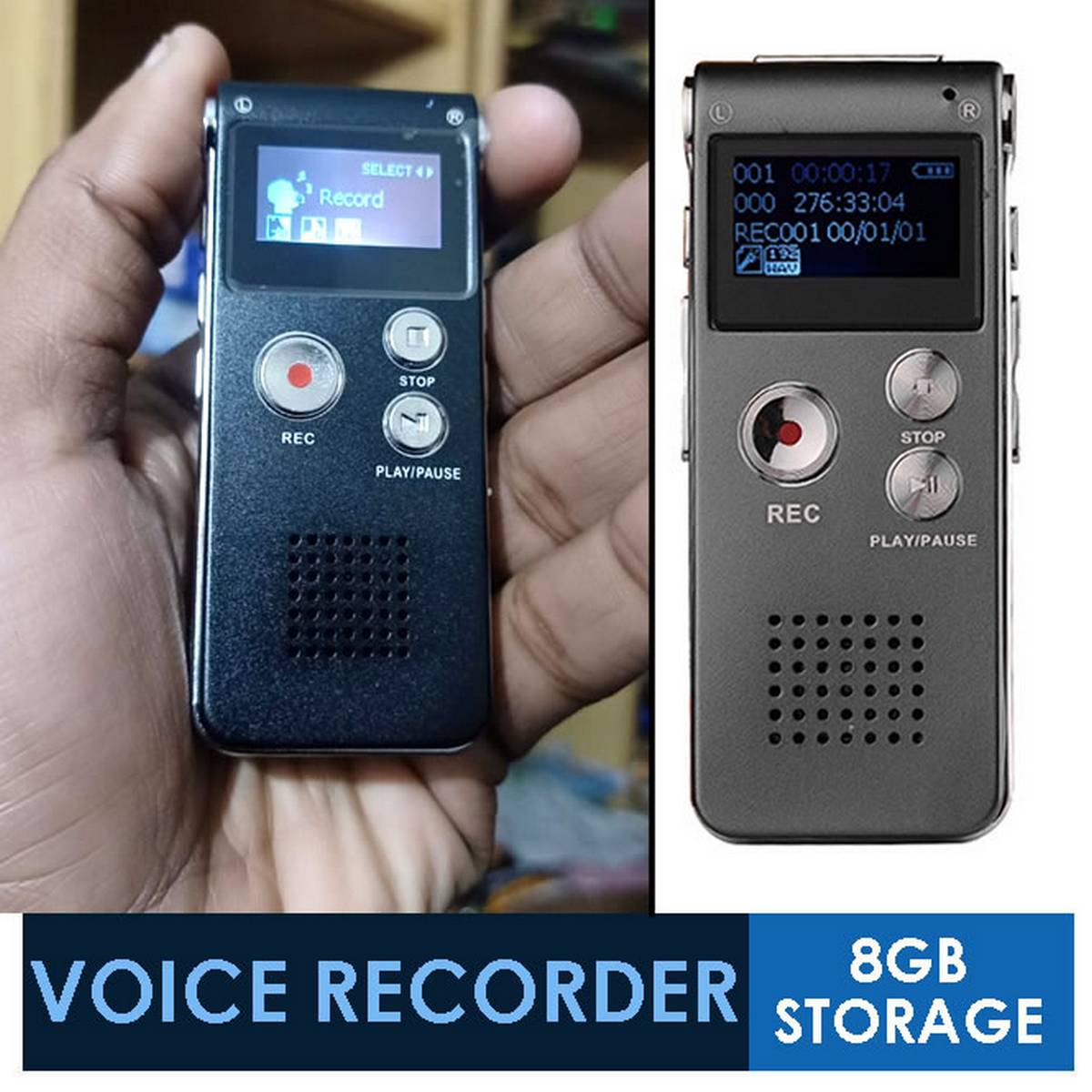Voice Recorder Device Mini - Digital Sound Record - 8 GB Storage Built-In