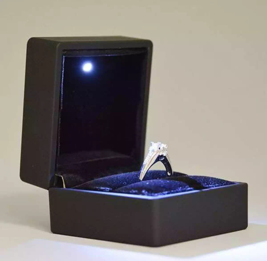 Black Engagment Ring Box With LED Light