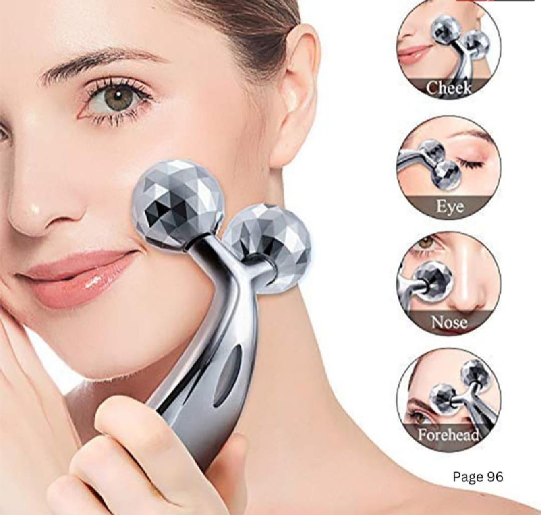 3D Roller Massager Y Shape 360 Rotate Face Lifting Wrinkle Remover Beauty Skin Care Tool - Silver