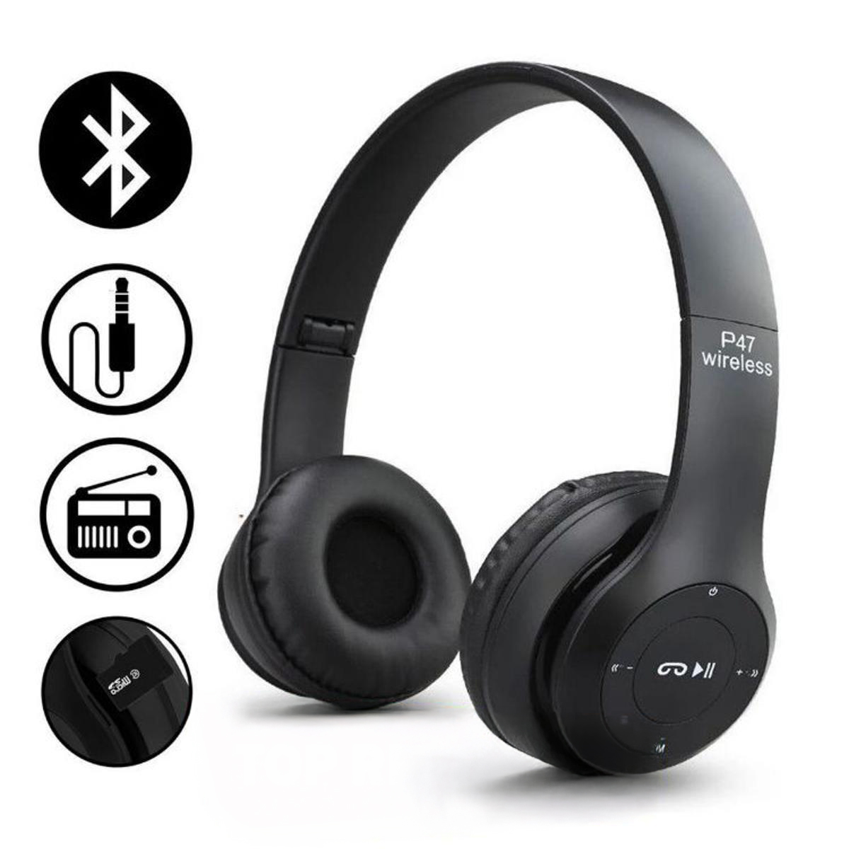 Special Edition P47 Over-Ear Wireless Bluetooth Headphones with Pop Window, Adjustable Headband, TF Card and FM Radio Support, Foldable Design, Hands-Free Calling