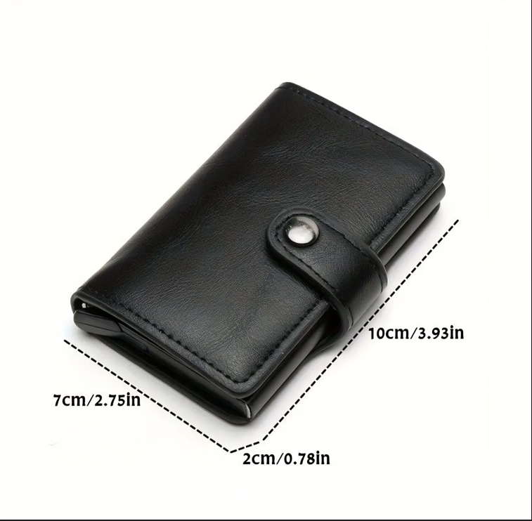CHINONE RFID Blocking Security Wallet For Men, Blocks RFID from your Credit' Cards and ID's, Slim, Small, Minimalist Wallet, Pop Up Card Holder with Button Black Color