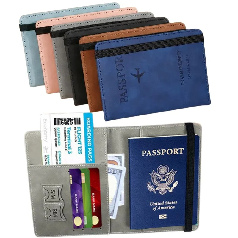 Passport Holder Wallet RFID Blocking Leather Travel Card Passport Cover Case Multiple Color