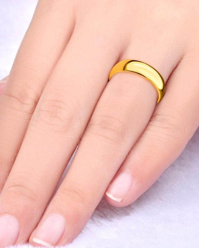 Golden Round Stainless Steel Ring For Men