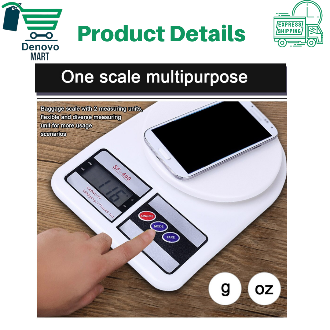 10 KG Weight Capacity, Imported Electronic Digital Kitchen Scale, Digital Weight Machine, Digital Electric Scale Machine For Kitchen and Shops, Food Scale Digital Machine, Weight machine - SF 400 Model