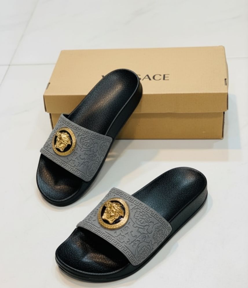 Premium Luxury Grey Slides & Slippers for Men and boy – Grey Comfortable & Stylish Designer Footwear