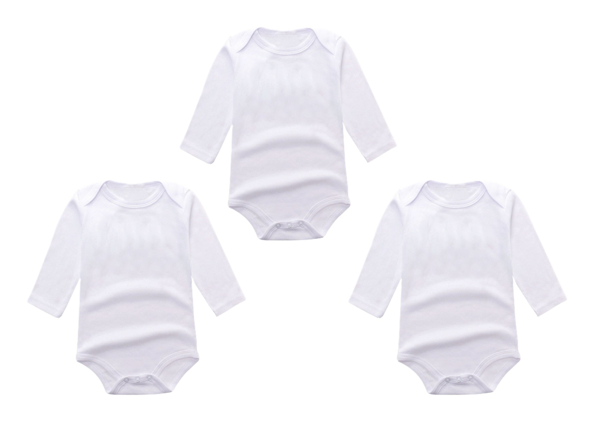 Pack of 3 Newborn Baby Romper/Bodysuit/Onesies for Baby Boy & Baby Girl In Cotton Stuff Full Sleeves - White - 0-12M