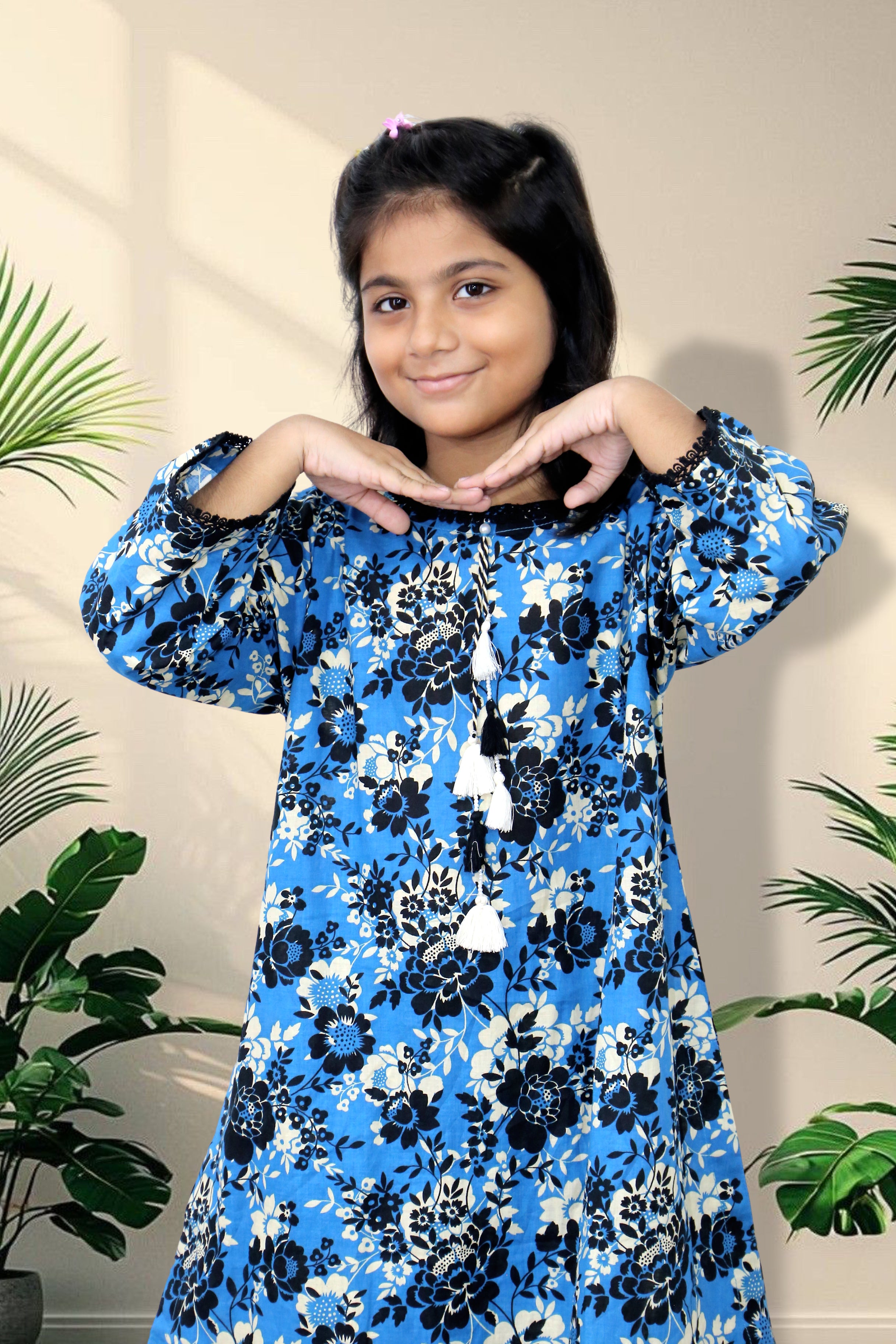 2 Pcs Girls Printed Suit Stitching Cotton