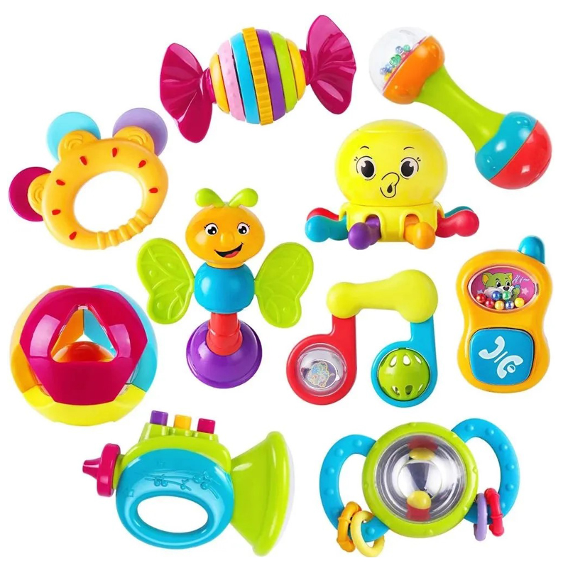 Baby Rattles Toys New-born Hand Bells Baby Toys 0-12 Months Teething safe Development Infant Early Educational Baby Rattles-5pcs Set