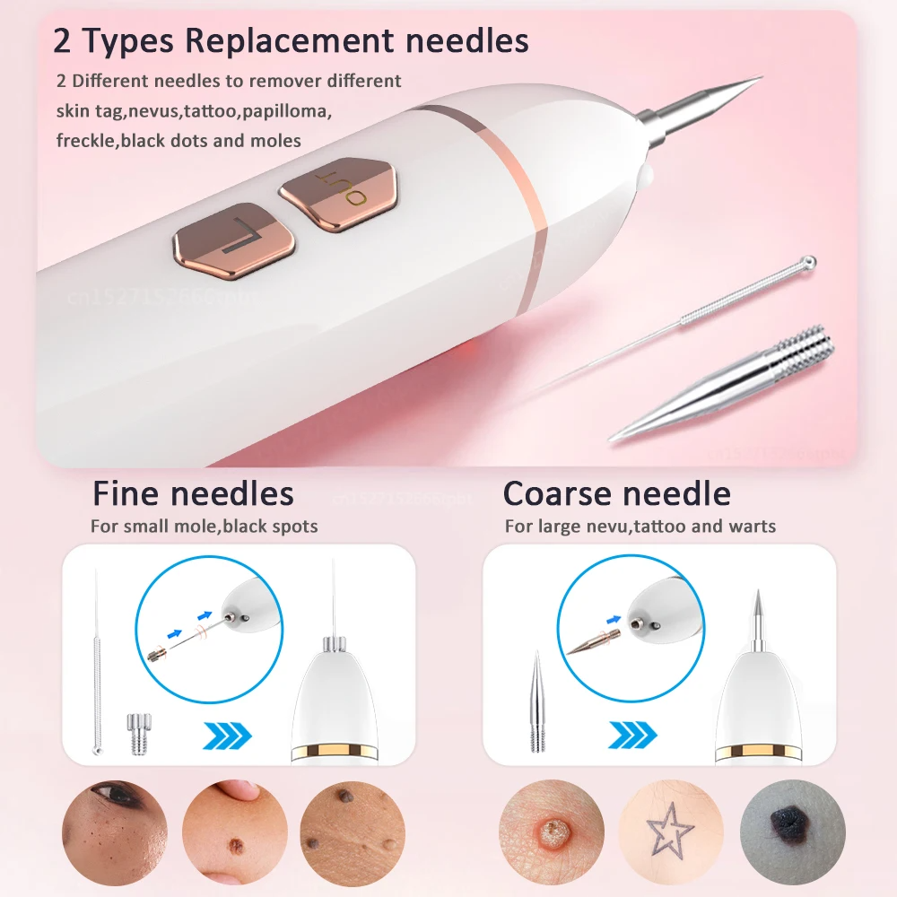 PIXIE Face Mole Removal Pen Spots Tattoo Freckle Removal Pen LED Lighting Sweep Spot Mole Removing Dark Spot Remover Skin Care 9 Adjustable Modes Laser Mole Pen
