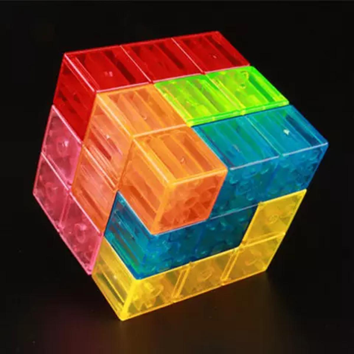 Magnetic Cube Tiles, 7 Pcs Magnetic Cube, 108 Puzzle Solving Cards