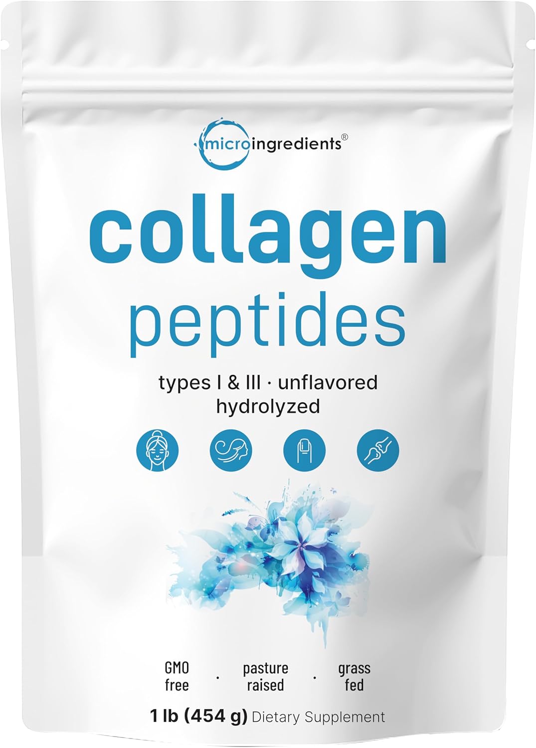 Micro Ingredients Hydrolyzed Collagen Peptides Powder, 300 grams | Type I & III Collagen for Women & Men | Unflavored Bovine Collagen Protein | Easy Dissolve, Paleo, Non-GMO
