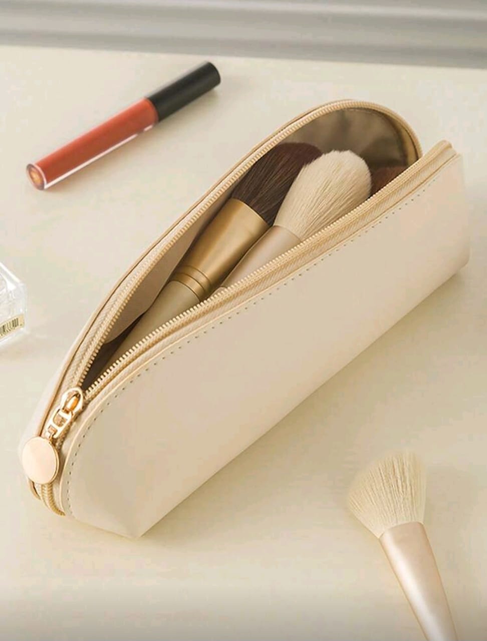 Minimalist Makeup Bag – Portable Travel Cosmetic Organizer Pouch for Women | Mini Makeup Case, Brush Holder & Storage Bag for Travel Essentials