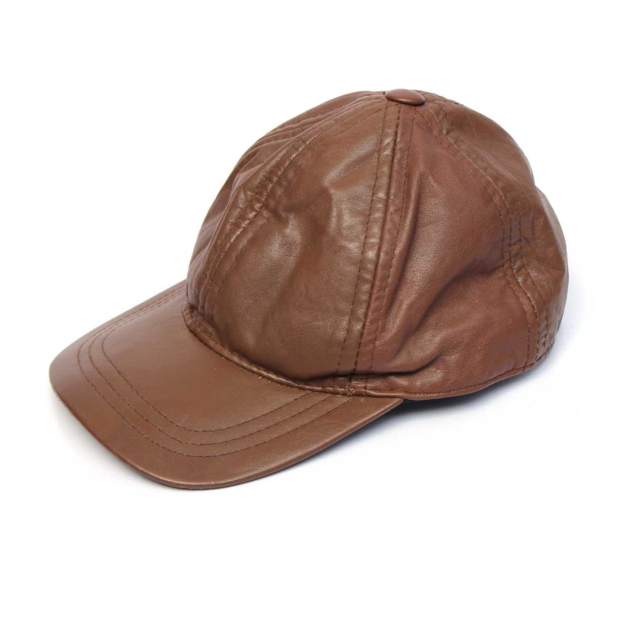brown leather cap