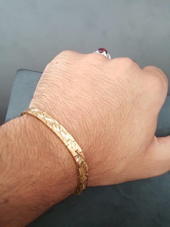 Golden Shinny Thin Art Hand Chain Charm Bracelet for Boys and Men