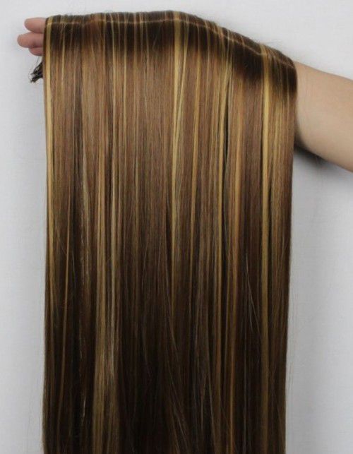 5 clips golden brown sticking long hair extension