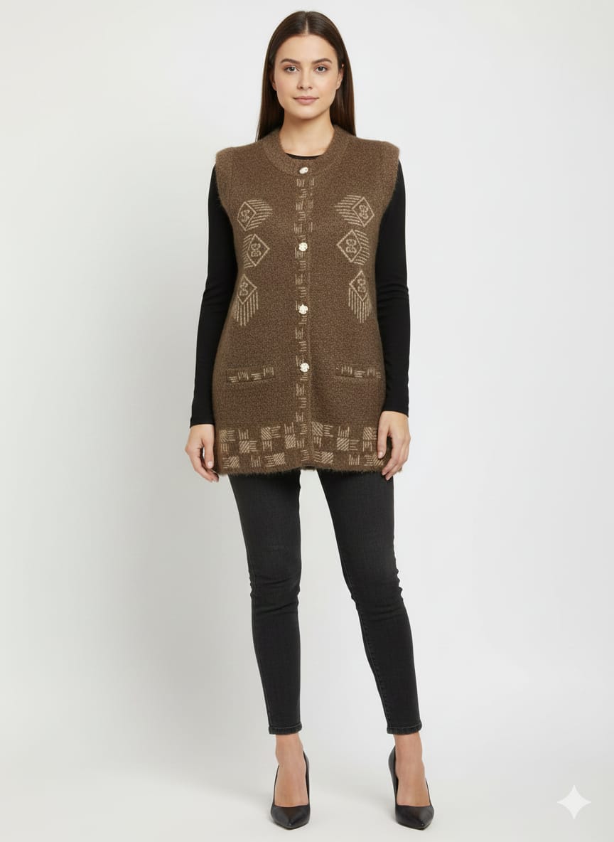 Crystal Wool ladies Sweater without Sleeves