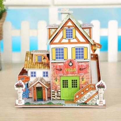3D Puzzle Jigsaw Paper Model |3D House Building Puzzle | Learning Educational Toys For Children | Kid Gift 3D DIY Puzzle Citadel Model Cartoon House Assembling Toy Kid Early Learning