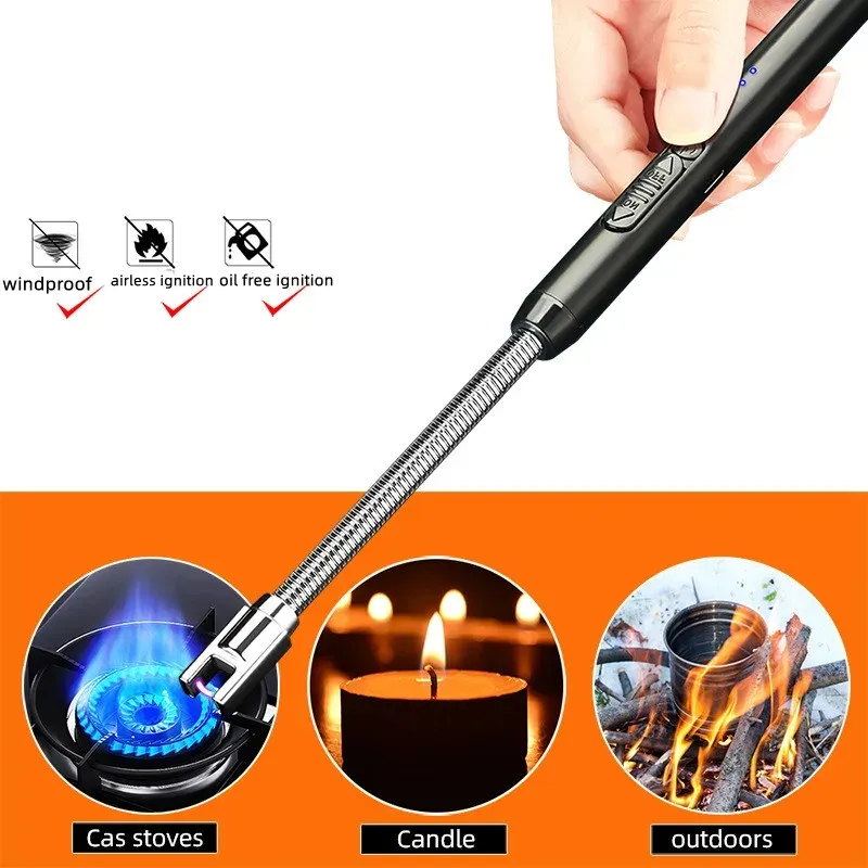 Electric USB Flameless Rechargeable 360 Arc Lighter Flexible and Windproof for Candles, Hiking, Camping, Kitchen, Fireplaces