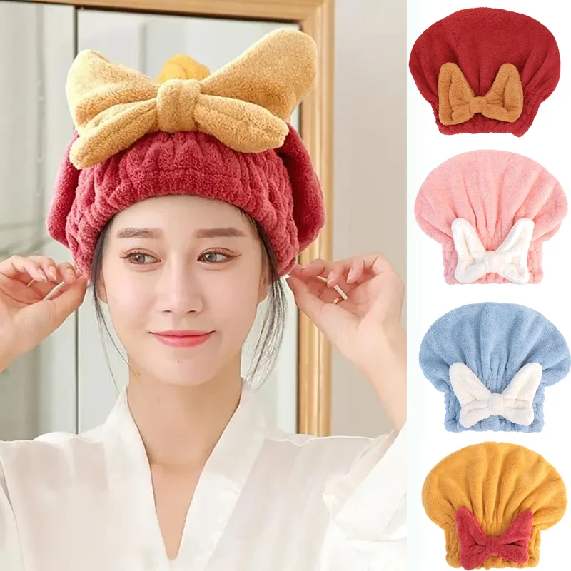 Women Hair Drying Hat Quick-dry Microfiber Hair Towel Cap Hat Bath Hat Solid Towel Cap Super Absorption Turban Hair Dry Cap