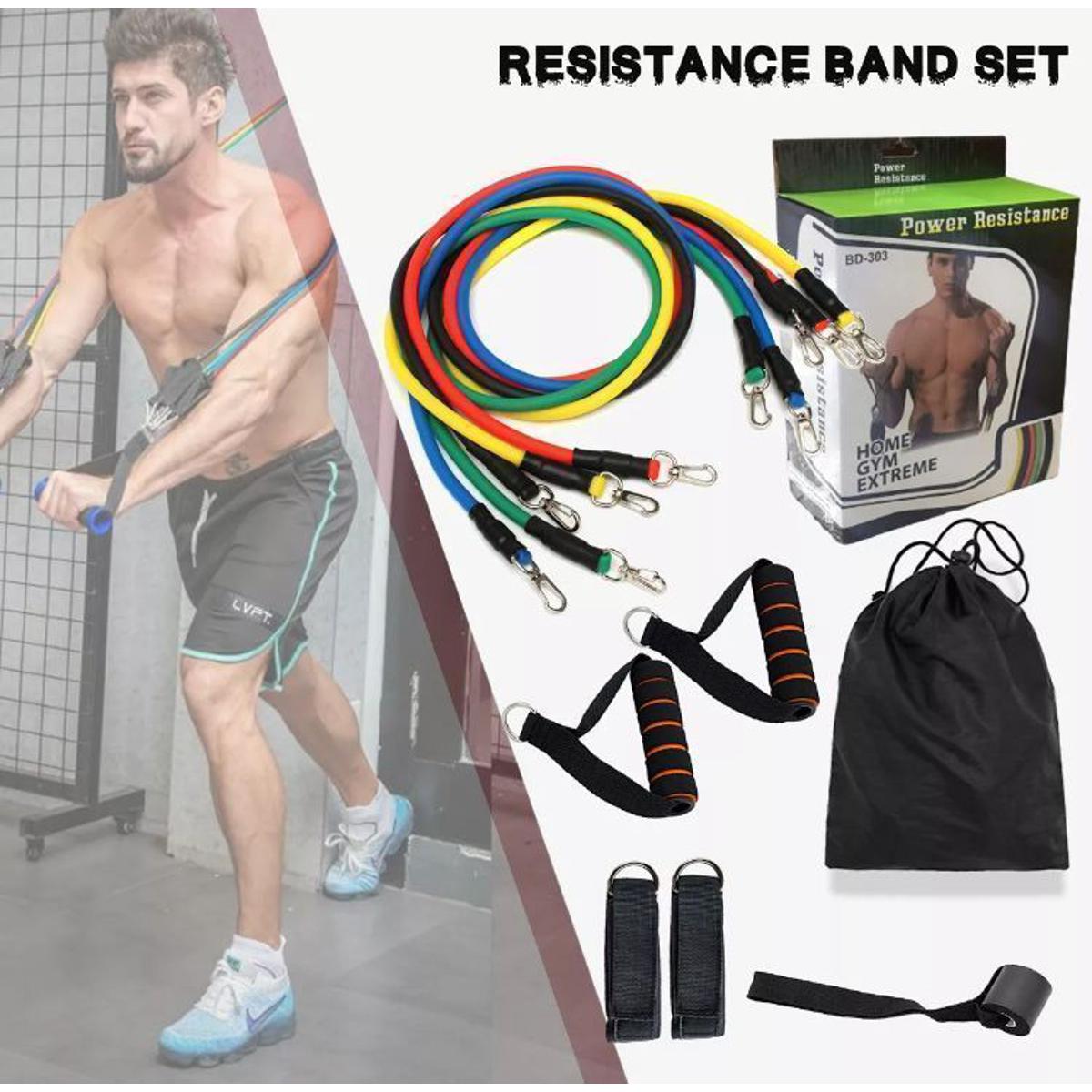 Fitness Tubes Fitness Exercise Resistance Bands Set Men Women, Fitness Stretch Workout Bands Foam Handles, Ankle Straps, Door Anchor for Home Gym Fitness, Physical Therapy