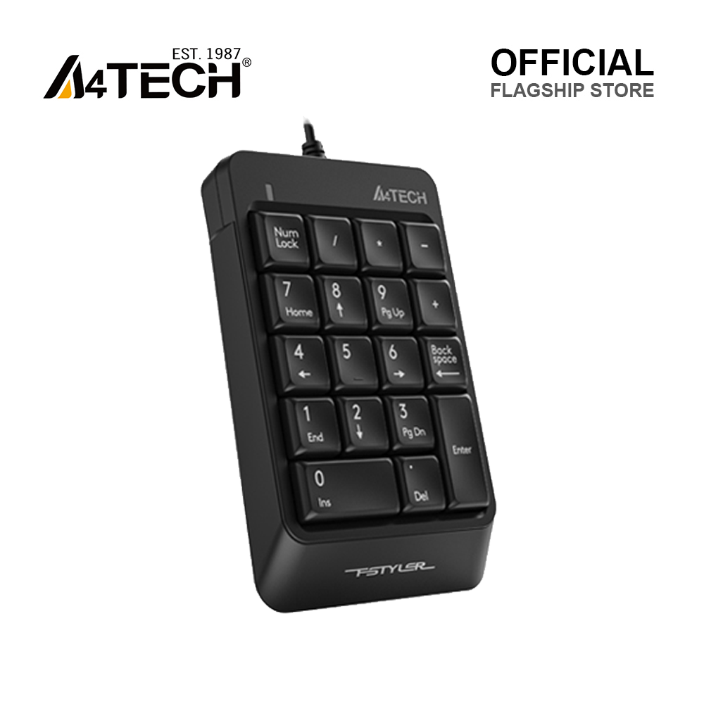 A4Tech FK13P FSTYLER Numeric Keypad - Sleek & Slim - Wired USB - Splash Resistant - Number pad for PC/Laptop - Black
