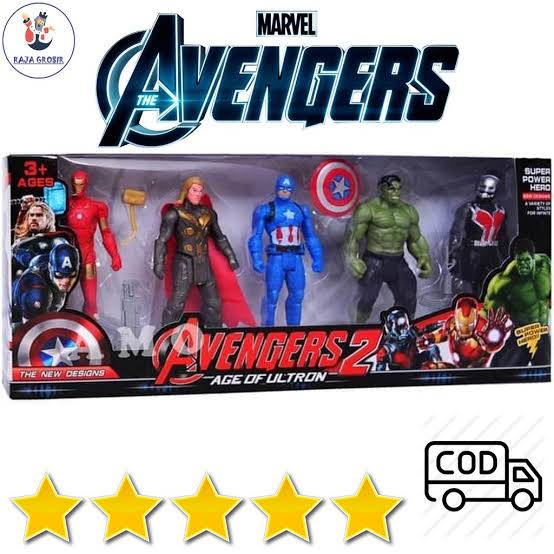 Kids' Avengers Superheroes Pack 5 Action Figures with Accessories Included