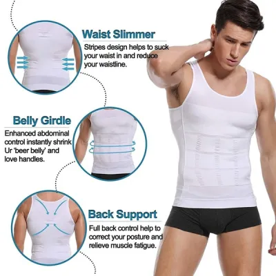 Gynecomastia Vest for Men/Slim N Lift Vest Body Shaper /Cami Vest  Gynecomastia Treatment Benefits Get Rid of Men Moobs Chest Slimming &  stomach Best