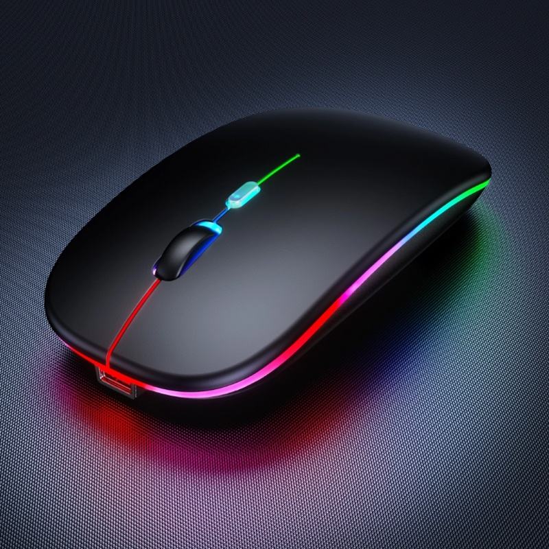 HP W10 Wireless Rechargeable Slim Mouse, Ergonomic Design with Colorful Lights, Portable Mouse for PC & Laptop