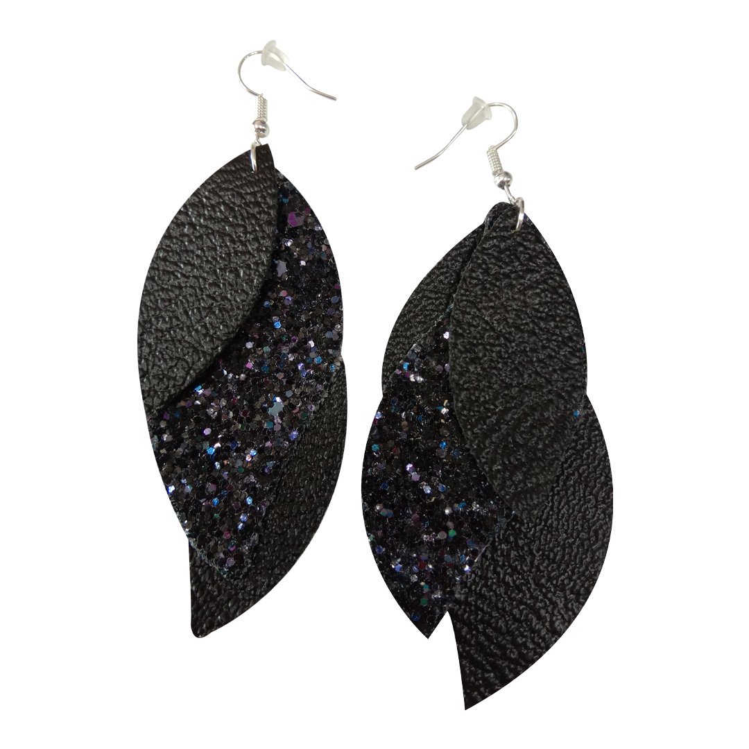 Leather Leaf Earrings 3 & 2 Layered Design, Lightweight Statement Dangle Earrings for Women & Girls Trendy Handmade Bohemian Jewelry Stylish Fall Fashion Accessories