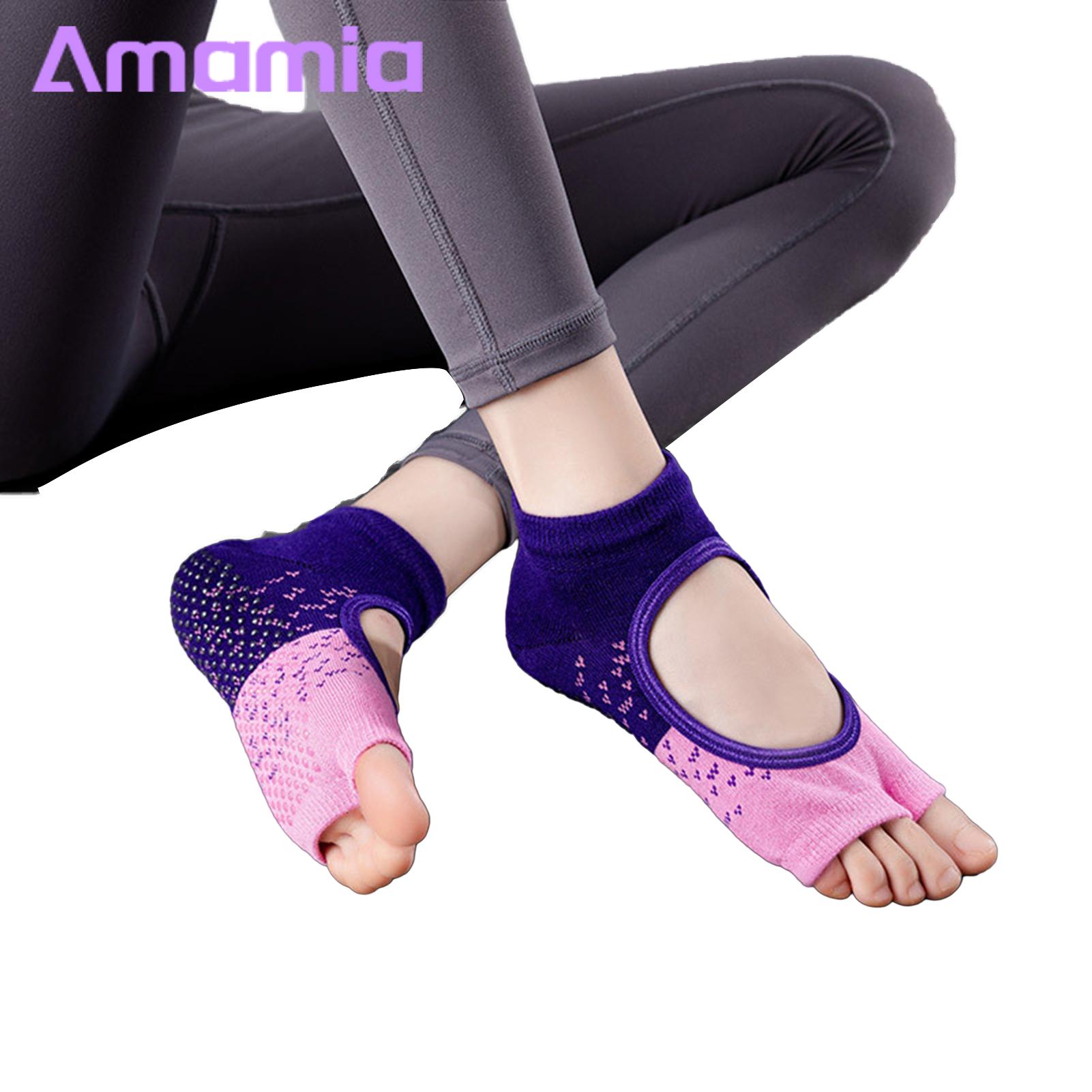 Women Socks Non-slip Yoga Socks for Women Soft Breathable Durable Toeless  Pilates Socks with Grips Perfect for Barre Fitness Home Workouts Elastic  Socks