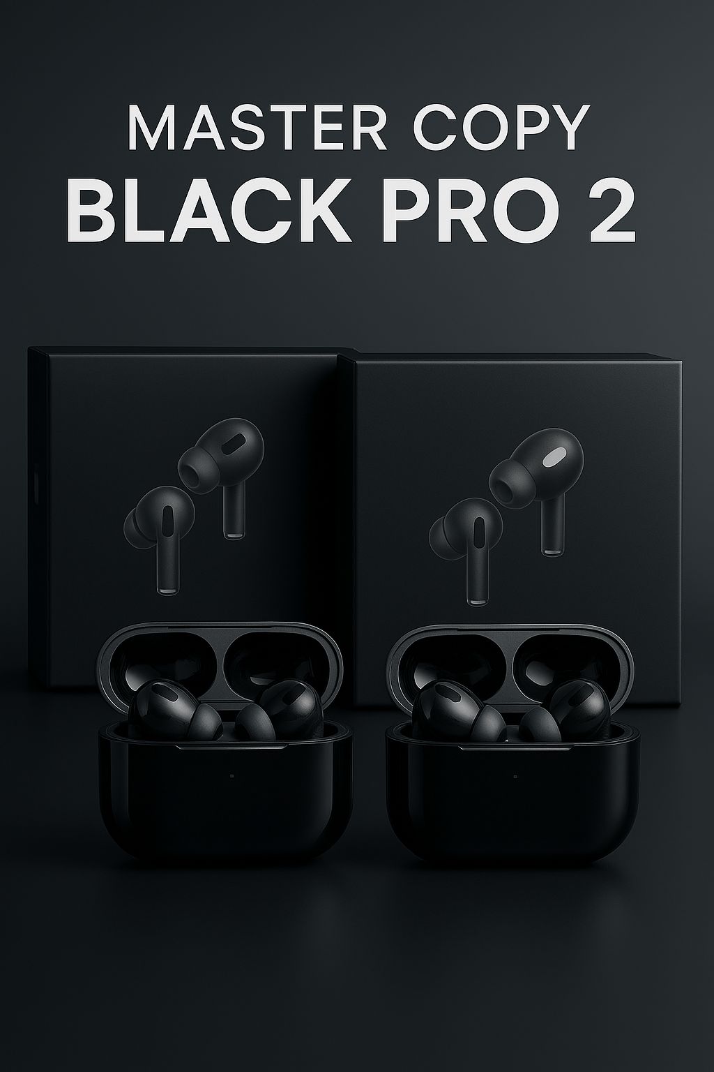 Pro 2 Black Wireless Earbuds - TWS Bluetooth 5.3 Earphones with Charging Case, Touch Control, Noise Reduction & Deep Bass (Complete Box Pack)