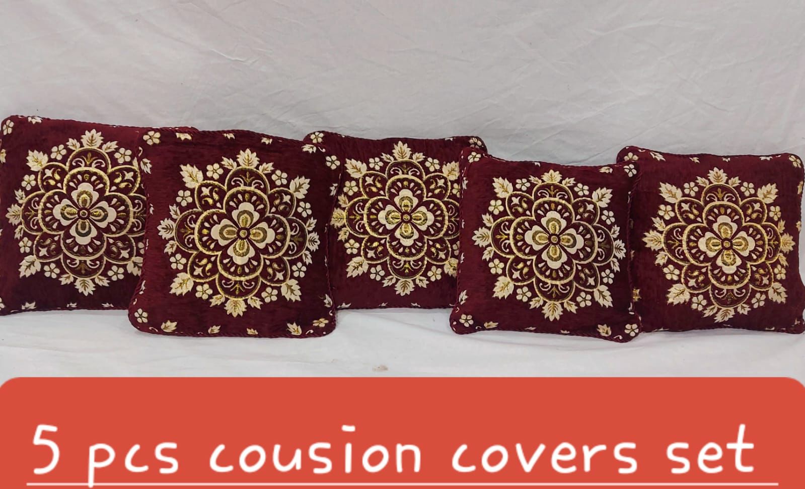 1PC Velvet Jacquard Cushion Cover 15x15 Inches High-Quality Velvet with Zip Closure