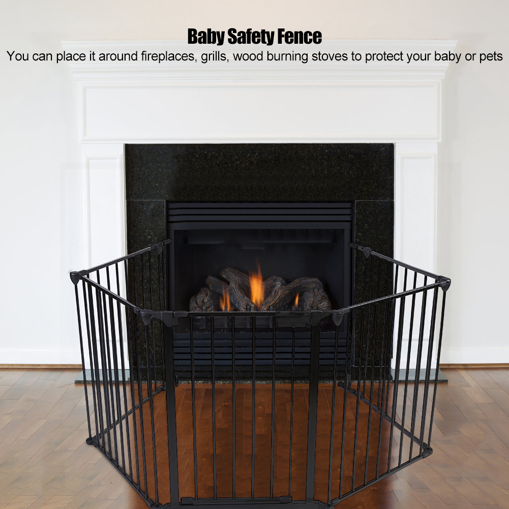 baby gate around fireplace