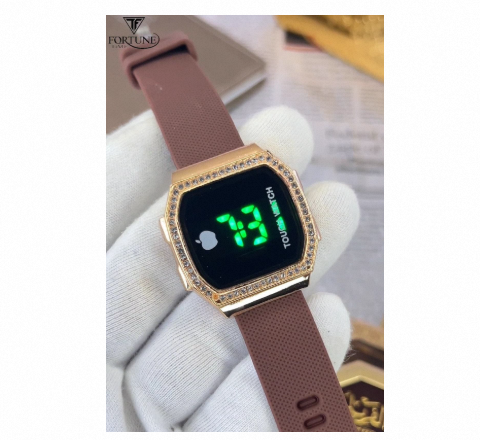 Digital Touch Display Luxury Fashion Watch Brown In Color