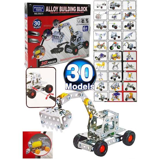 Alloy Building Block Puzzle Toys 242 Pieces- 30 Models - Multicolor