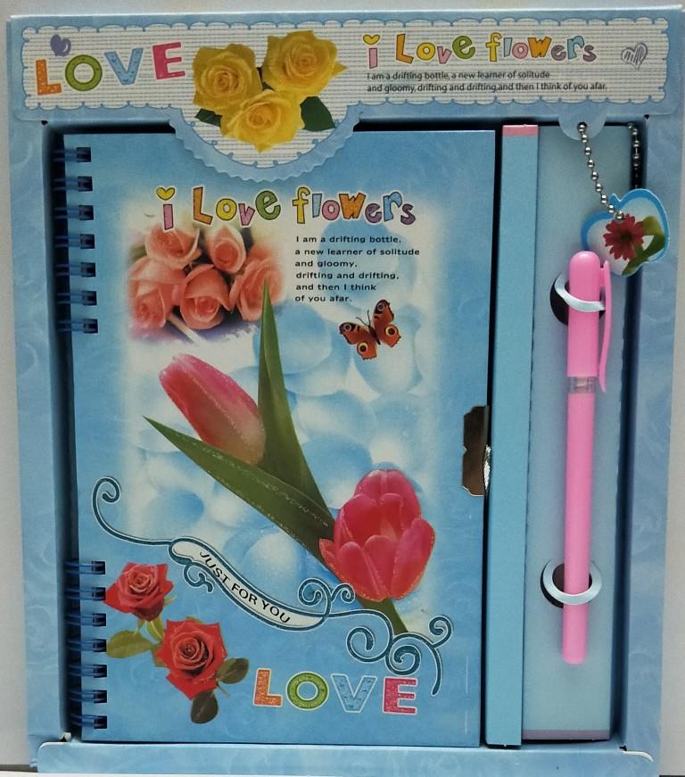 Fancy Lock Spiral Binding Diary Medium size with box and Gift Pen