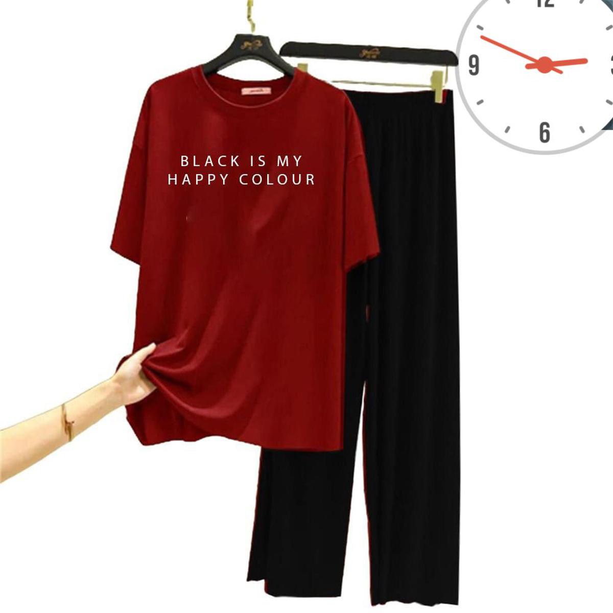 Black Is My Happy Colour Printed Night Suit For Men And Women Good For Sleeping Wear