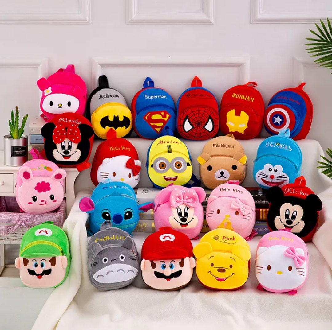 LT-03 Hello Kitty (White-Pink) Cartoon Character Backpack for Small Kids Size 9 inches Stuff Bag