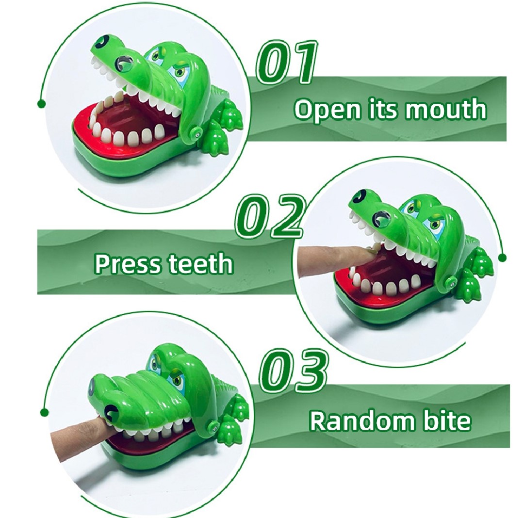 New Funny Crocodile Tooth Biter Game Toy, Kids Action Figure Playset, Interactive Tricky Fun Game, Eco-Friendly