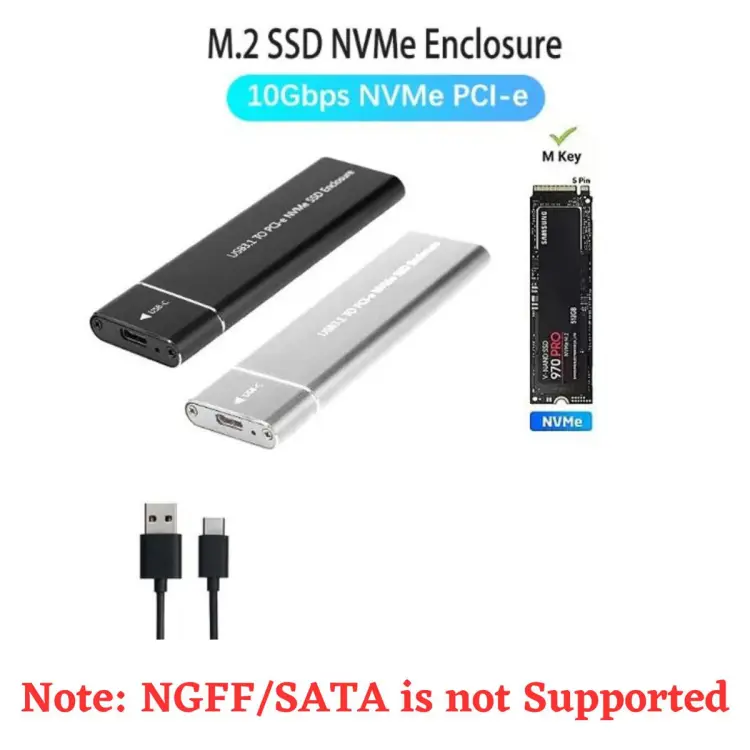 M.2 NVMe SSD Enclosure Case Supports NVME Protocol To USB 3.0 Solid Metal  External SSD Case