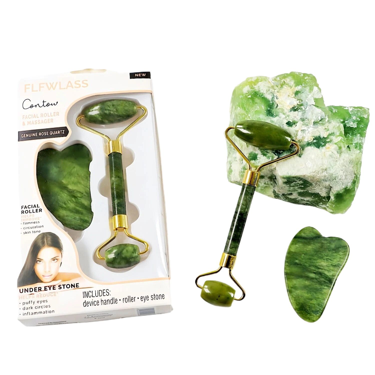 Gua Sha Facial Tools and Jade Roller Set for Skin Care, Reduce Puffiness and Improve Wrinkles, Guasha Tool for Face, Gua Sha Stone Self Care Gift for Woman Man