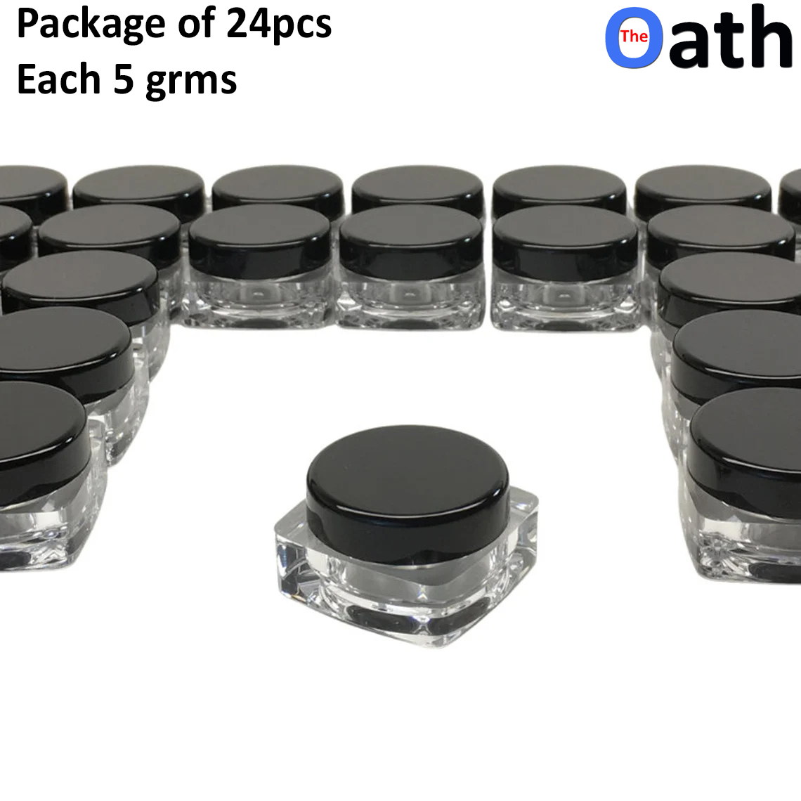 24pcs 5grams Empty Cosmetic Plastic Containers Clear with Black Lid for Cream Makeup Lotions Lip Balm Eyshadow Sample Glitter Storage, Mini Refillable Travel Jars Small