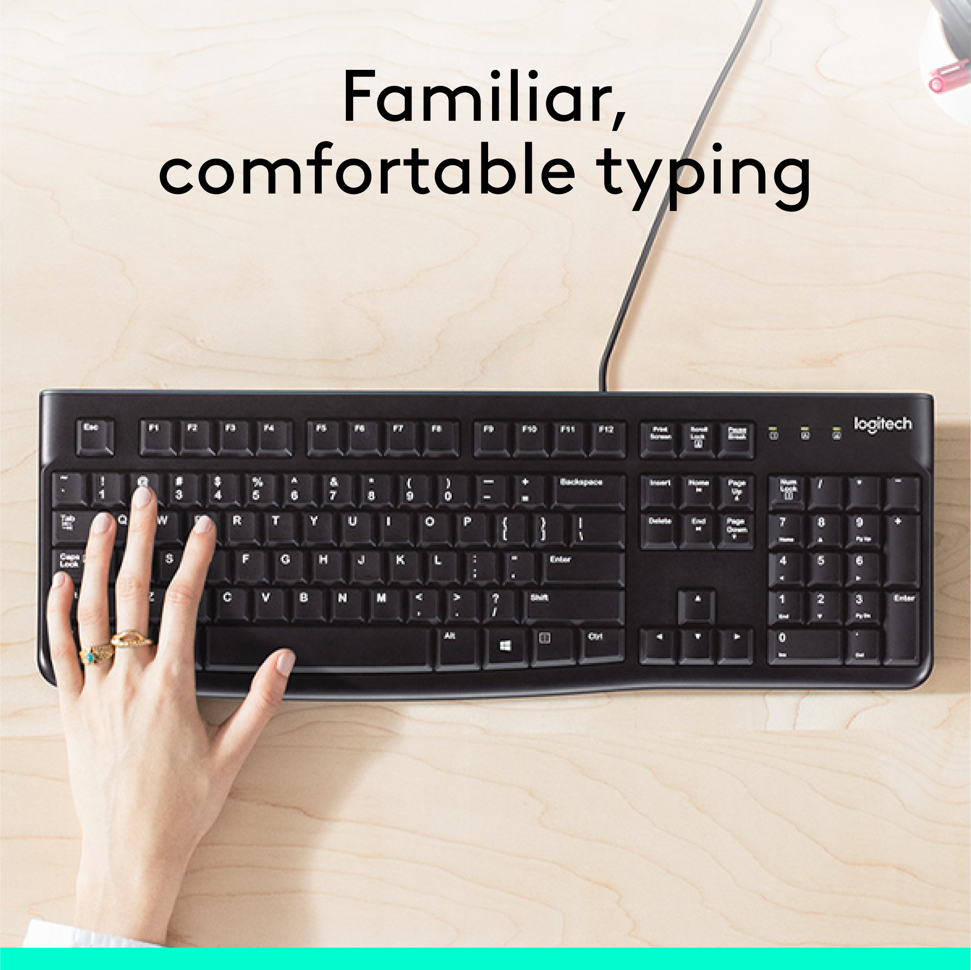 Logitech K120 Wired Keyboard for Windows, USB Plug-and-Play, Full-Size, Spill-Resistant Compatible with PC, Laptop