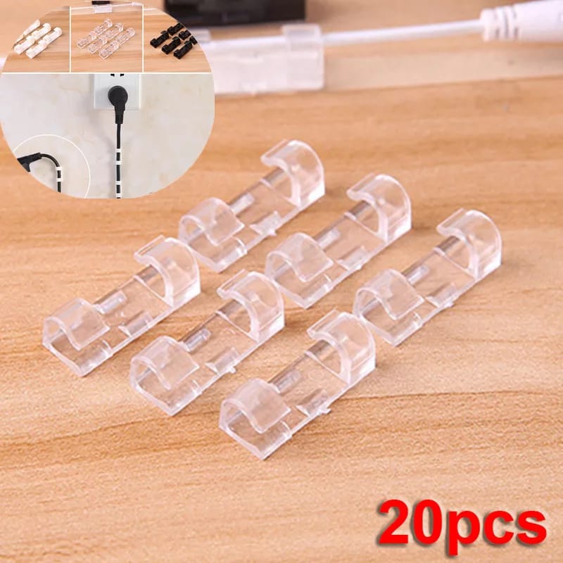 20 Pcs Smart Cable Organizer Desktop and Workstation Cord Clips Management Holder Data Telephone Line Cable Winder Sleeve Self Adhesive Crystal Design Cable Clips Organizer Desk Mouse Cable Wire Holder- BUYTODAY