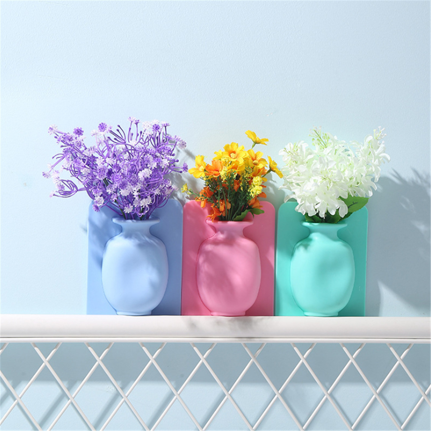 Flower Pot Silicone Vase 3PCs Decorative Wall-Mounted Flower Vase: Buy  Online at Best Prices in Pakistan | Daraz.pk