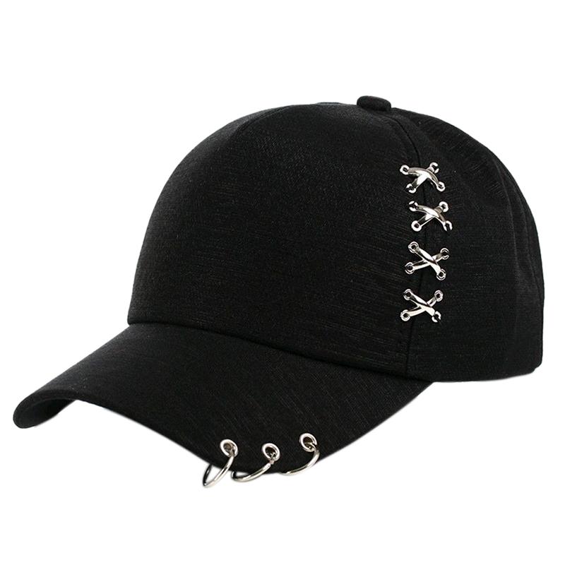 KPOP Hat Piercing Ring Baseball Adjustable Cap Hip Hop Snapback Cap Daraz.pk