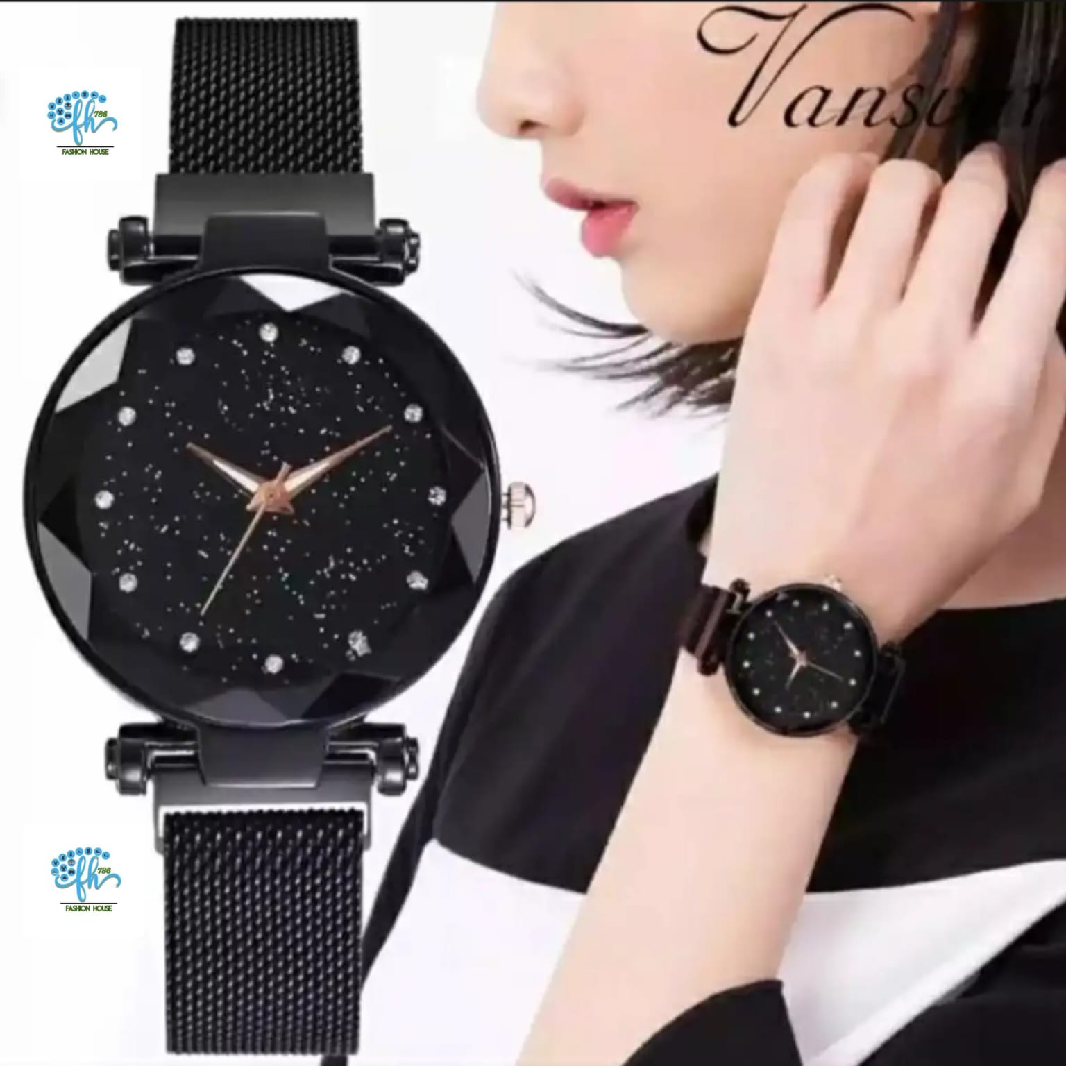Watch for Girls | Women Watch | Fashion House 786 Starry Sky Analog Watch | Magnetic Mesh Strap Magnet Buckle | Luxury Ladies Wrist Watch | Fashion Watch for College Office Daily Wear | Gift for Girls