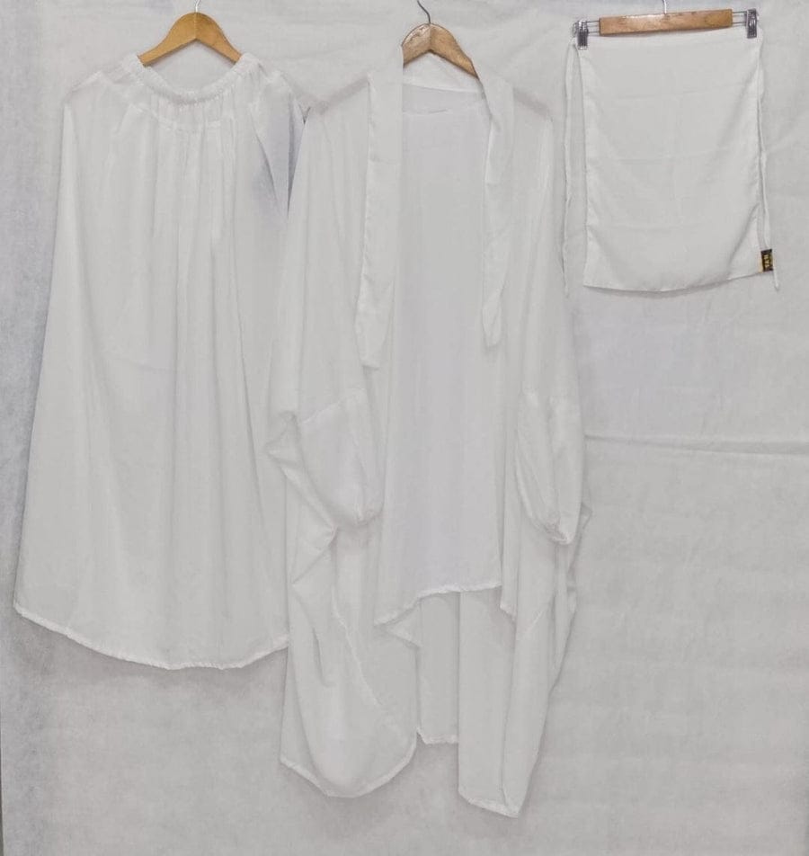 3 Piece Jilbab Set with Naqab & Skirt Black | Wool Peach Fabric | Full Coverage Modest Islamic Wear for Women | Prayer, Umrah & Daily Wear