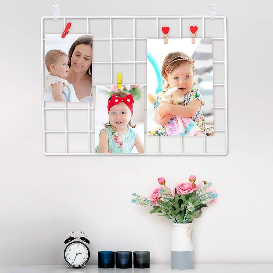 Metal Mesh Grid Panel Wall Decor - Multi-Function Organizer for Home Display