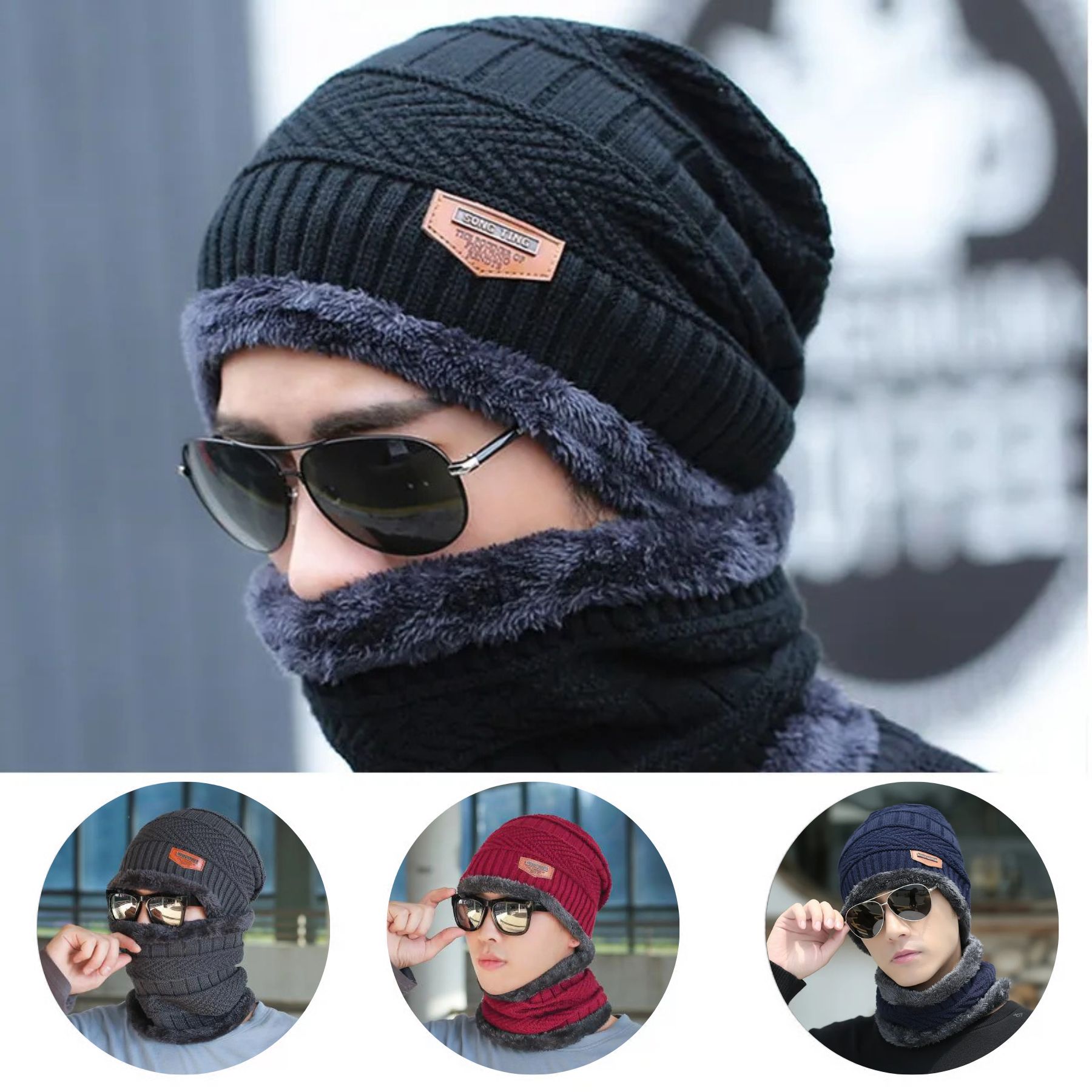 Beanie cap /Wool cap with neck warmer for men women Beanie Hat Warm Toppi beanie Hat